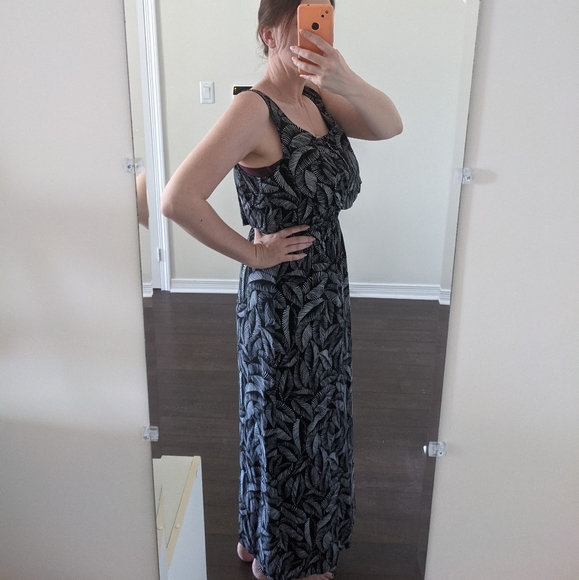 Merona Maxi Dress with Black and White Leaf - Picture 6 of 7